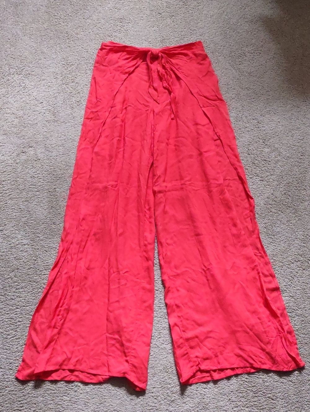 On The Road Pant, Faux Wrap, Split Leg, Red, Small